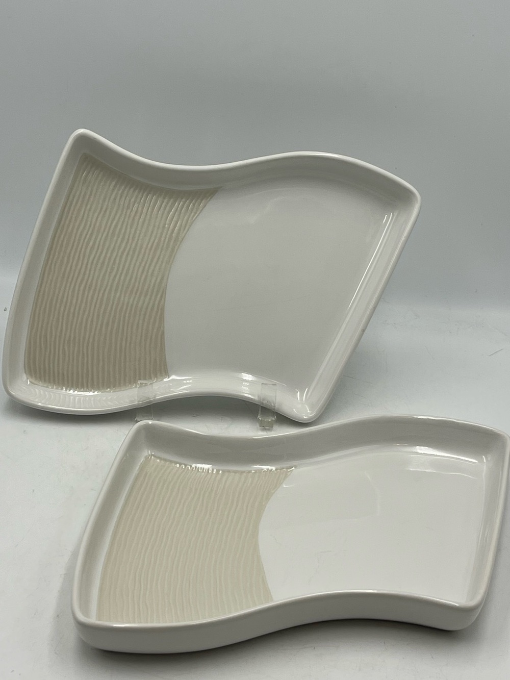 Pfaltzgraff Sand & Seas “Sandbar” Modular Serving Trays - Set of 2